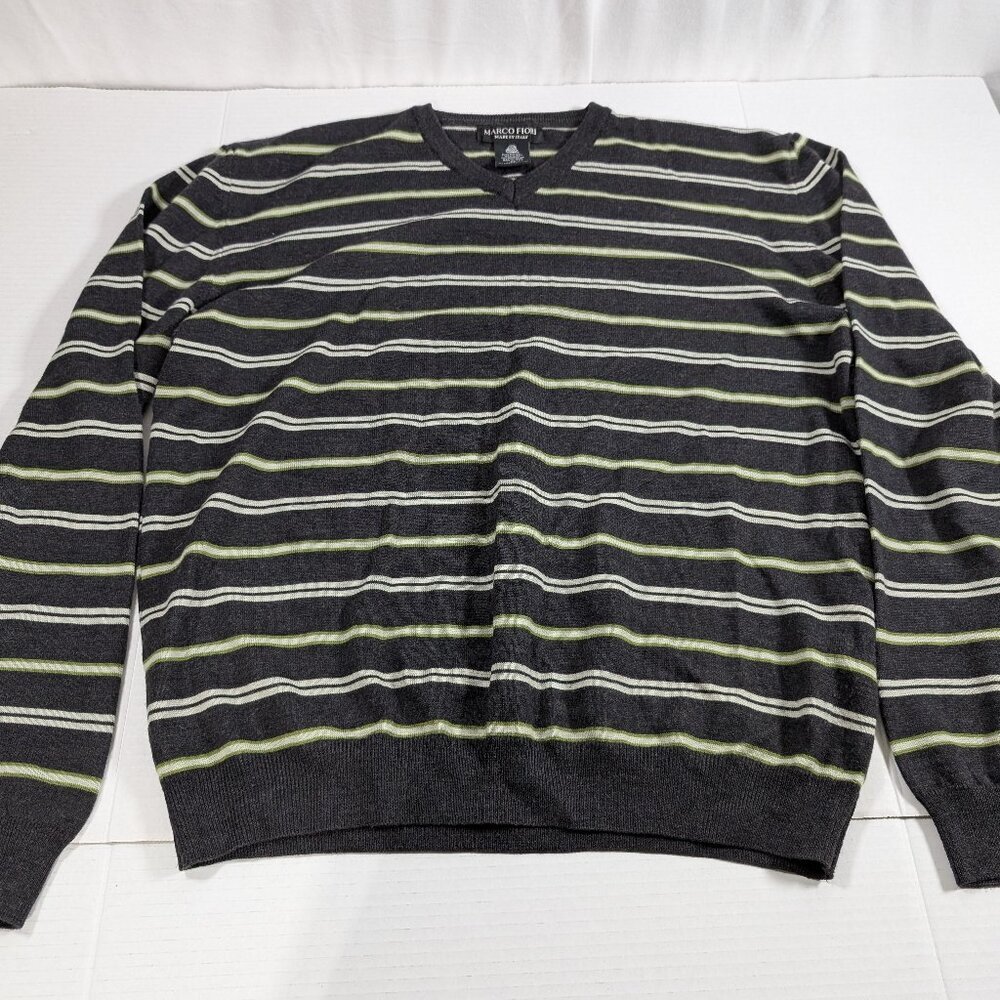 Marco Fiori 100% Merino Wool striped pullover sweater Made in Italy Men XL